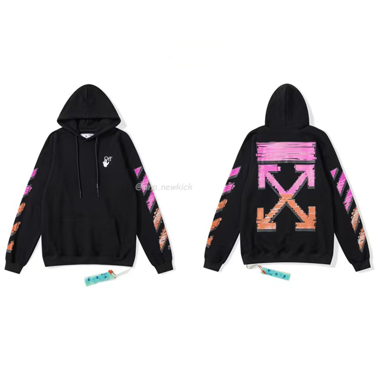 Off White Marker Hoodie Black Fuchsia Red Beige (9) - www.newkick.vip
